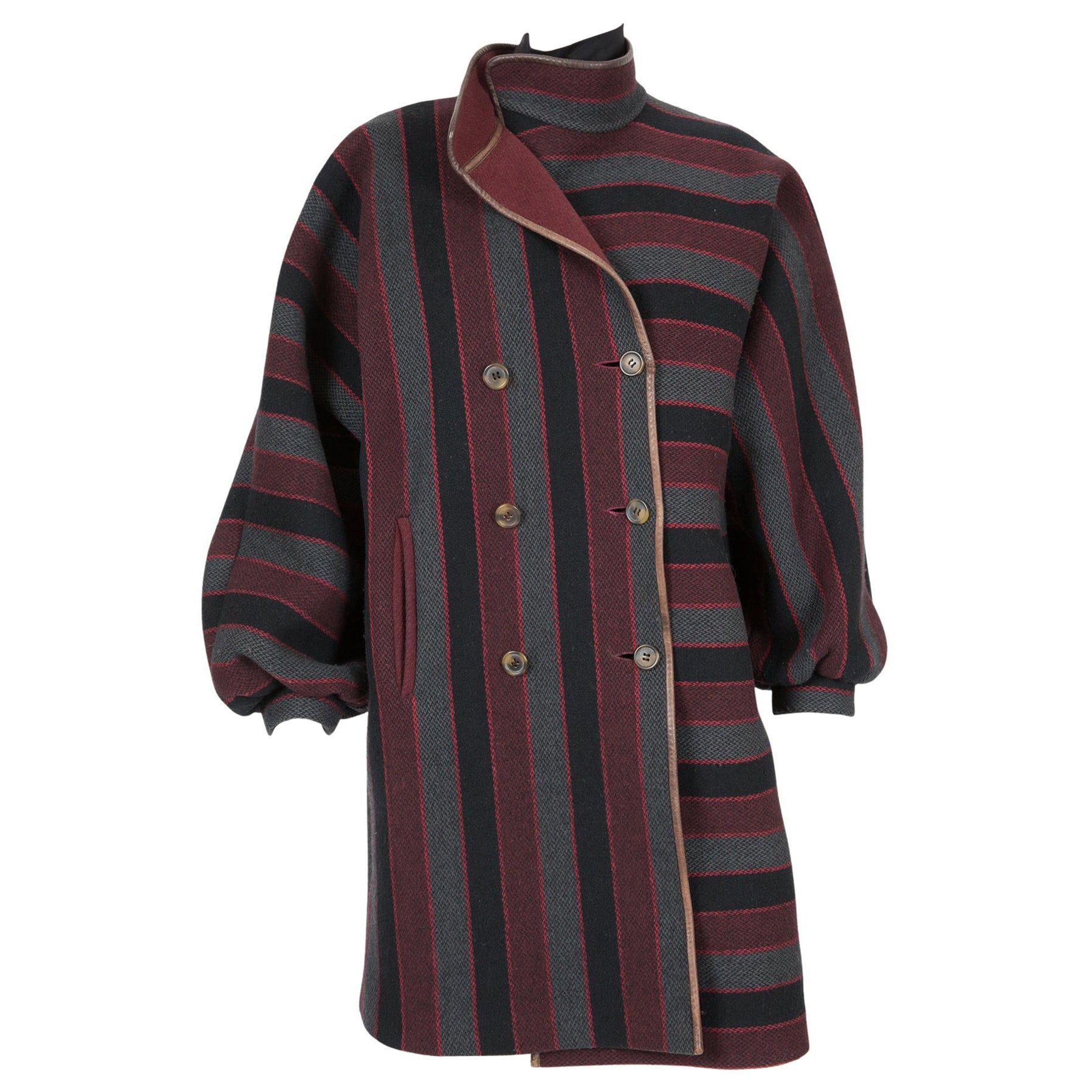 Pierre Cardin Stripy Wool Coat