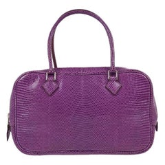 HERMES Purple Lizard Exotic Silver Small Mini Plume 22 Top Handle Satchel Bag