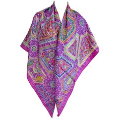 Hermes Secret Paths Silk Shawl Carre GM 140cm Purple Pink Divine