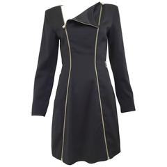 Vintage 1990s Claude Montana Black Zipper Dress 5