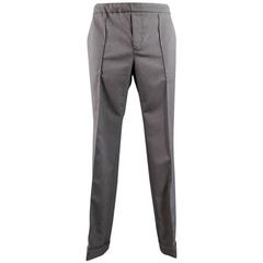 VALENTINO Size 34 Gray Wool Casual Drawstring Waistband Pants