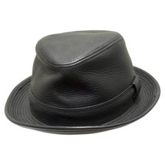 Hermès - Clémence - Chapeau en cuir noir - Taurillon