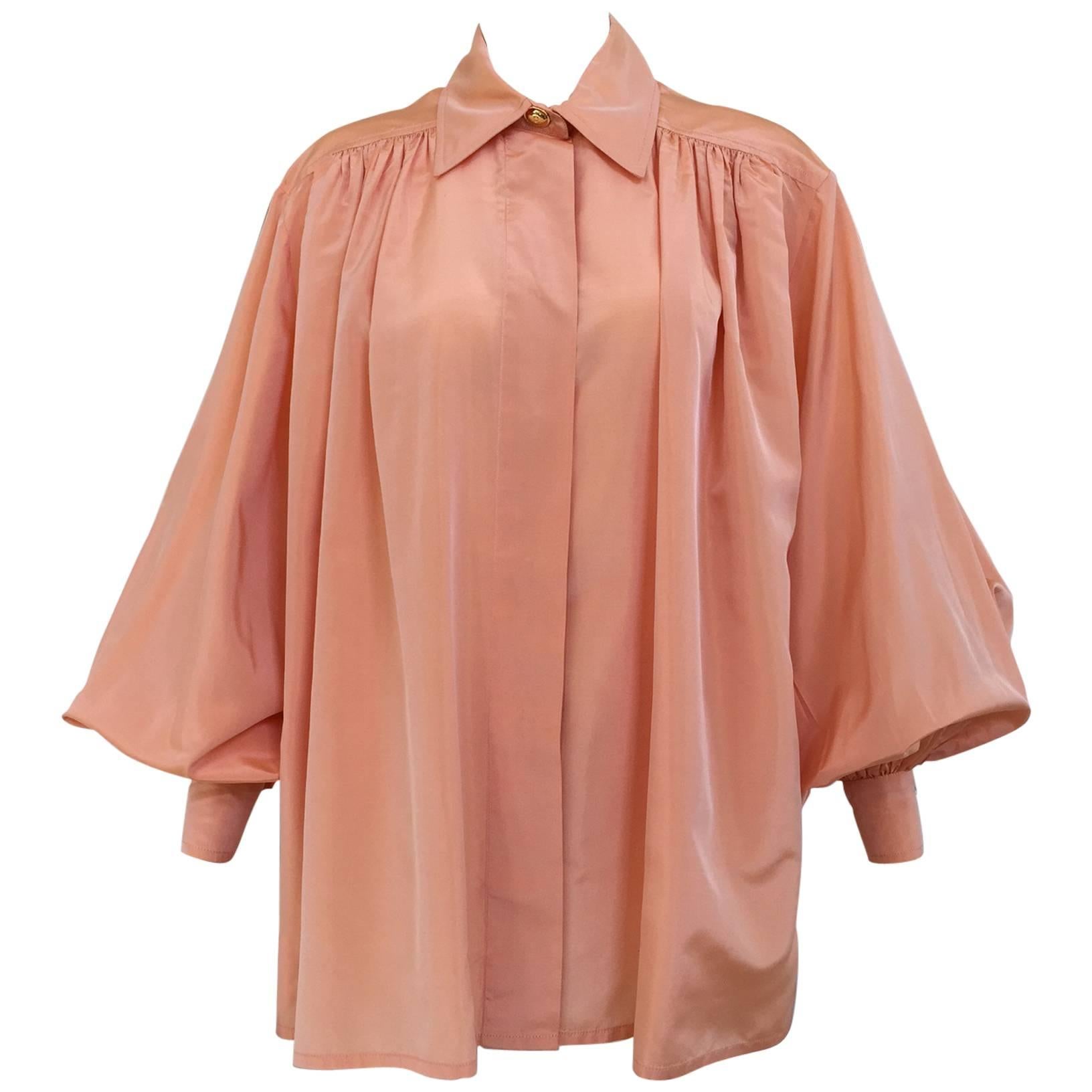 90s Christian Dior by Gianfranco Ferre bishop sleeve silk blouse