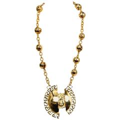Vintage Versace Split Medallion Necklace 