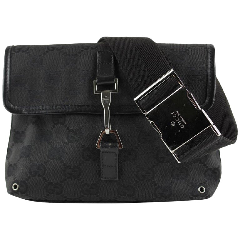 Gucci Black Monogram GG Waist Pouch Fanny Pack Belt Bag 862453 For Sale at  1stDibs