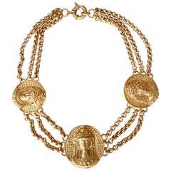 Vintage 1980s Gianni Versace triple romanesque medallion necklace by Ugo Correani