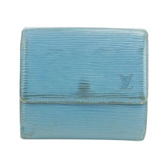 Louis Vuitton Blue 19lk0110 Epi Toledo Trifold Compact Elise Wallet