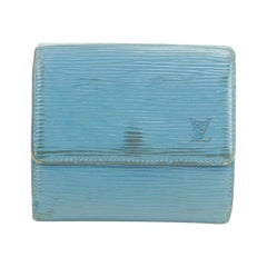 Used Louis Vuitton Blue 19lk0110 Epi Toledo Trifold Compact Elise Wallet