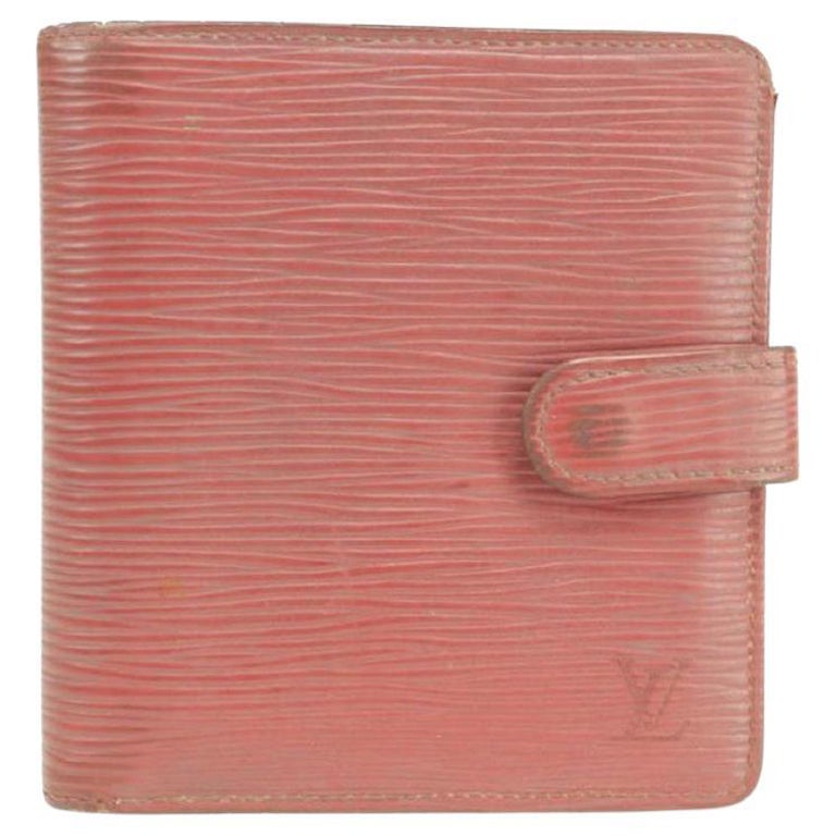 Louis Vuitton Red 39lk0109 Epi Compact Snap Wallet For Sale