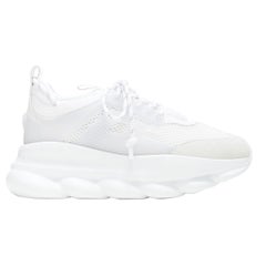 new VERSACE Chain Reaction Triple White mesh suede low top dad sneaker EU38 US8