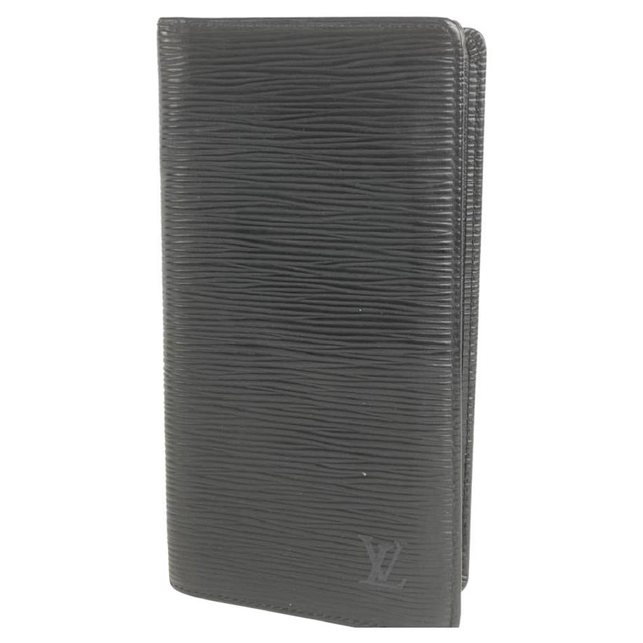 Louis Vuitton Black Epi Noir Long Bifold Card Brazza 4la520 Wallet For Sale