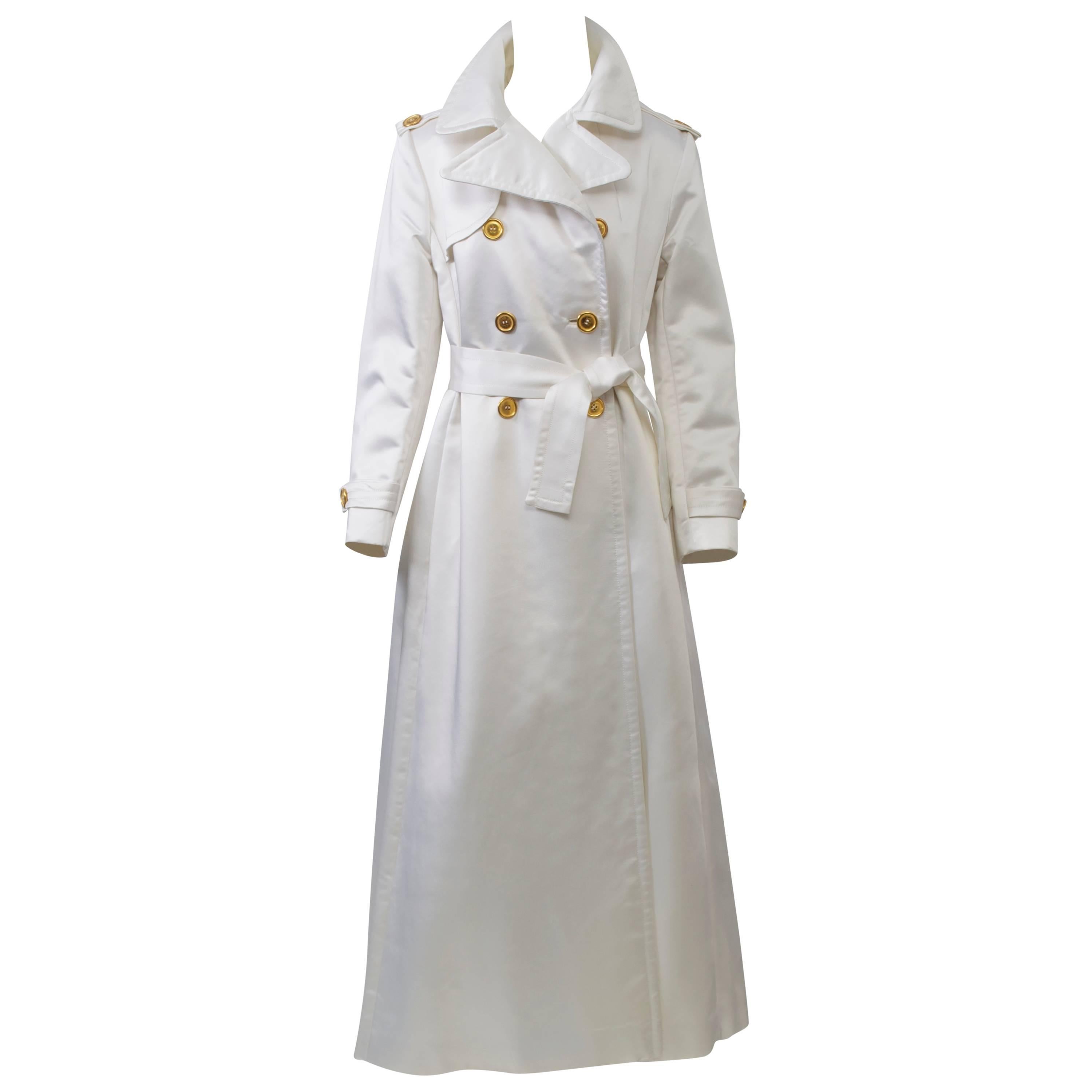 1970s White Satin Evening Coat