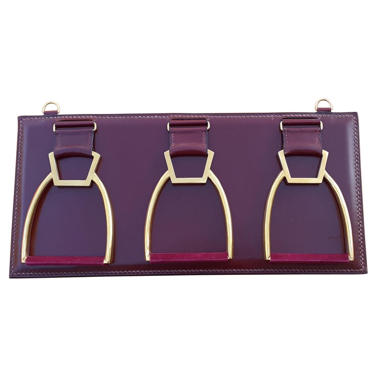Exceptional Hermès Tie Hanger Tie Rack 3 Stirrups in Metal and Leather For Sale