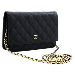 CHANEL Caviar WOC Wallet On Chain Black Shoulder Crossbody Bag