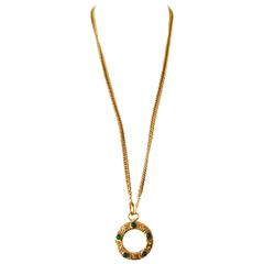 Chanel Emerald Gripoix Glass Magnifier Necklace