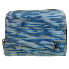 Louis Vuitton Blue Zippy Coin Purse Denim Epi Compact 872715 Wallet