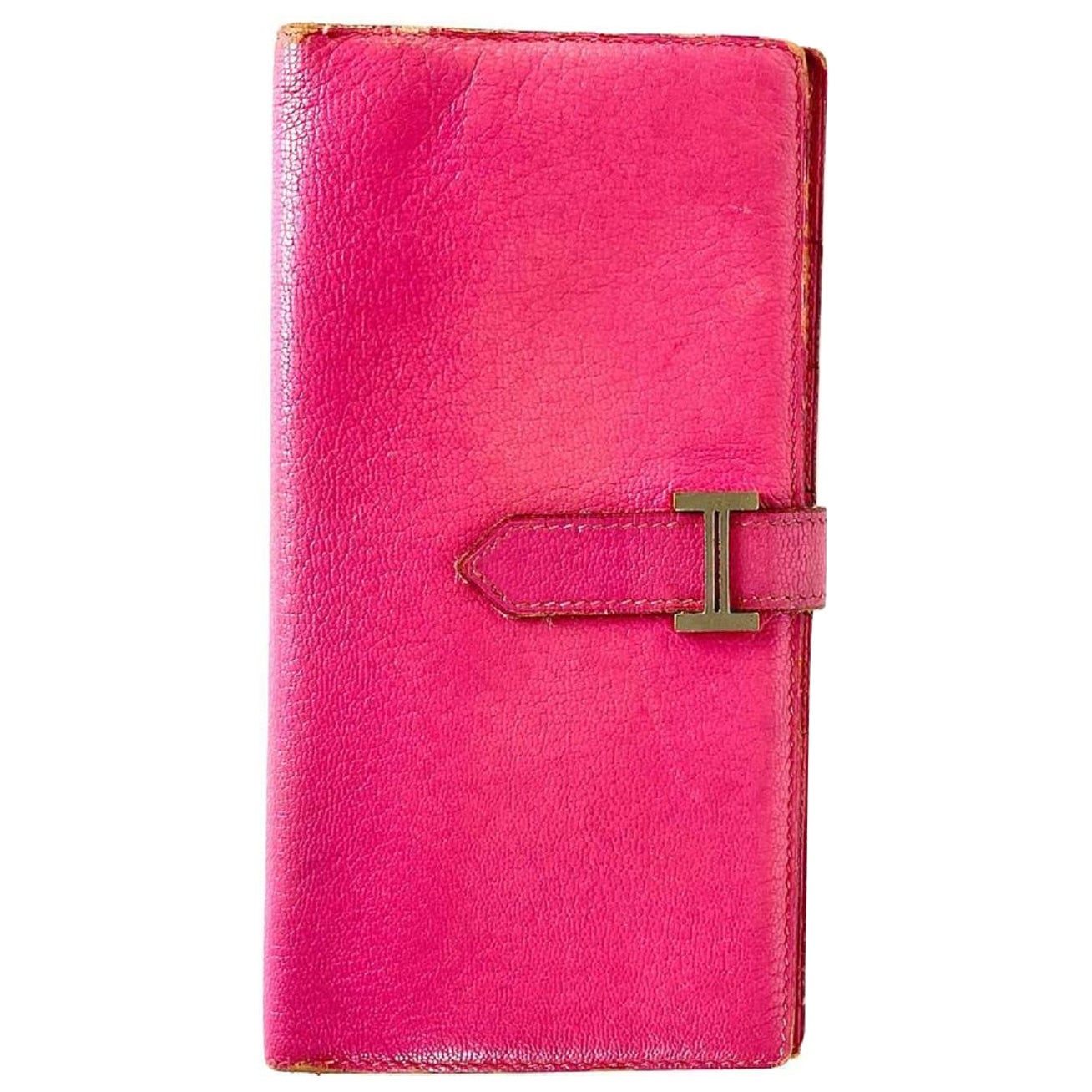 Hermès Pink Bearn Long Bifold Flap 26h68 Wallet