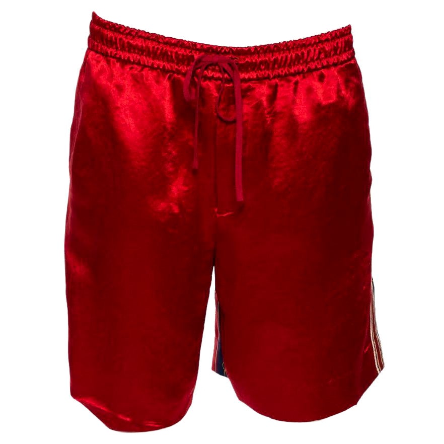 Gucci Red Silk Blend Print Detail Shorts L