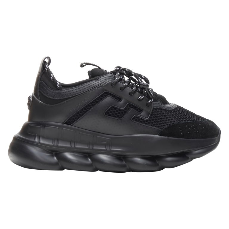 new VERSACE Chain Reaction Triple Black Nero low chunky sole sneaker EU41  US8 at 1stDibs