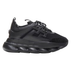 Dreifacher schwarzer Nero-Sneakers mit tiefem, klobigem Sockel von VERSACE, EU40 US7