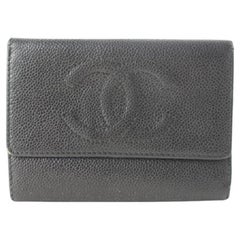 Chanel Black Caviar Leather Cc Logo 227803 Wallet