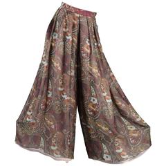 Vintage Layered Silk Chiffon Wide Leg Palazzo Pants
