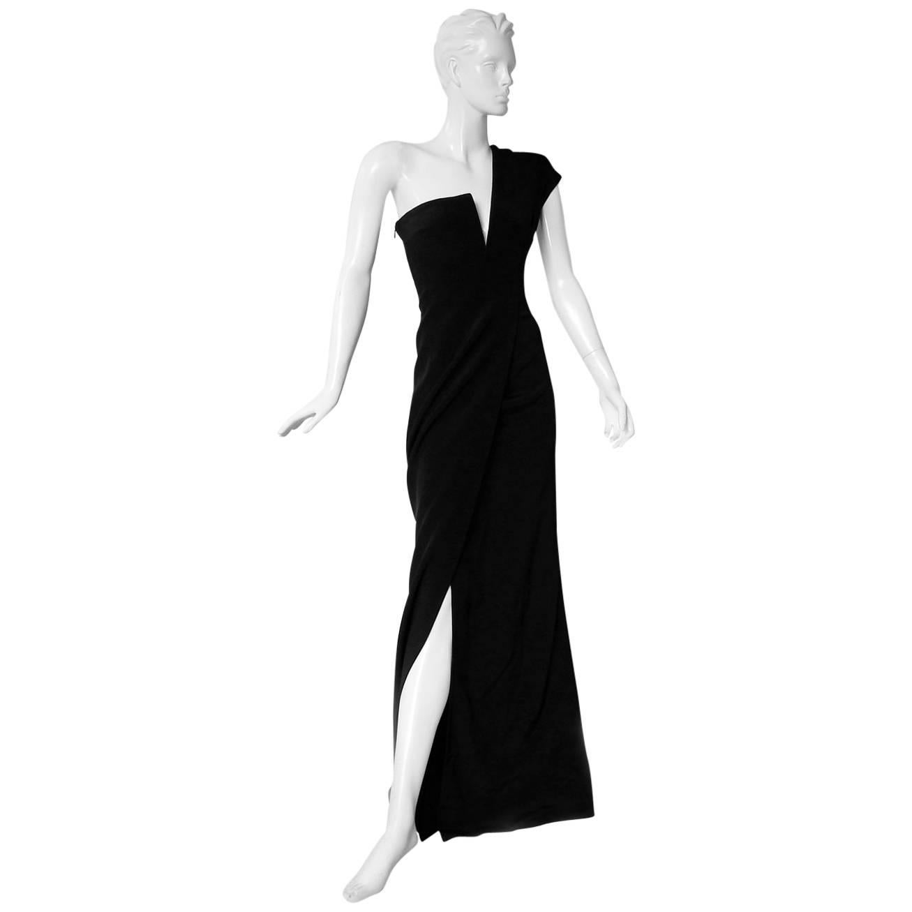 KaufmanFranco Asymmetric One Shoulder Runway Gown    New For Sale