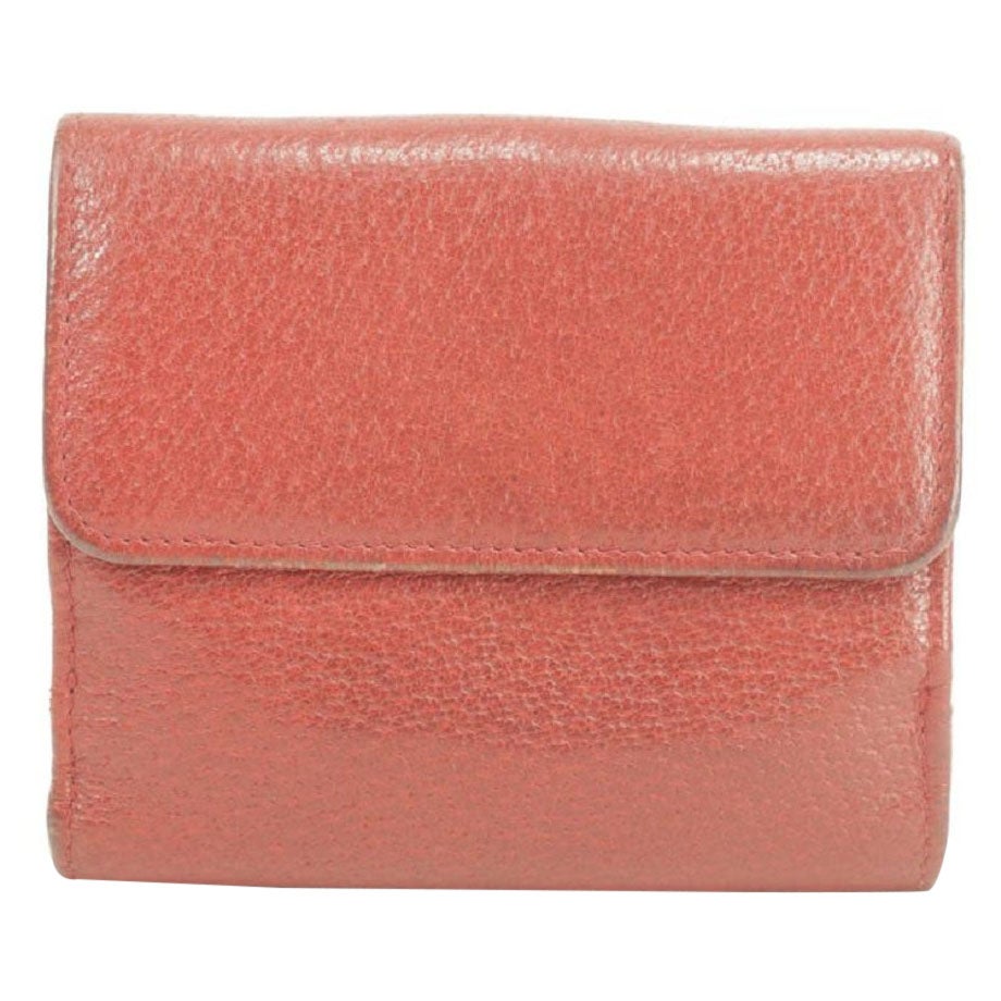 Gucci Red 8lk0110 Leather Compact Square Snap Wallet