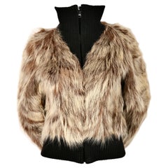 1970's PIERRE CARDIN coyote fur coat with ribbed wool trim