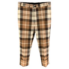 VIVIENNE WESTWOOD Size 34 Brown & Beige Plaid Wool Button Fly Dress Pants