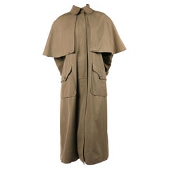 early 1970's YVES SAINT LAURENT khaki cotton poplin trench coat with cape