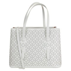 ALAIA white leather STUDDED VIENNE MINI Tote Shoulder Bag