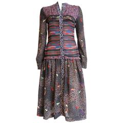 Vintage 1980's KOOS VAN DEN AKKER Mixed print dress