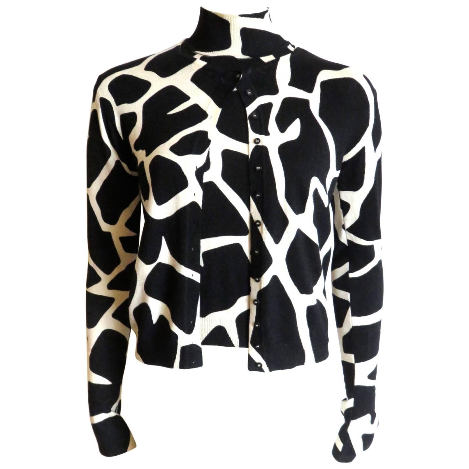 1990's JOHN GALLIANO PARIS Giraffe print silk sweater twinset  For Sale