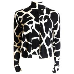 Vintage 1990's JOHN GALLIANO PARIS Giraffe print silk sweater twinset 