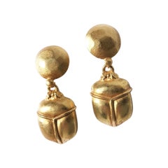 Vintage Emanuel Ungaro Gold Scarab Beetle Earrings
