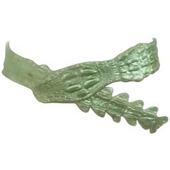 Roberto Cavalli Metallic Light Green Crocodile Belt 