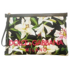 Dolce & Gabbana white Lilly floral women pouch calfskin bag 