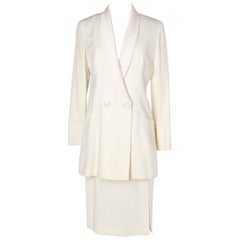 Off-white thin wool skirt suit Chantal Thomass FW 1995/1996