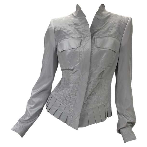 S/S 2004 Vintage Runway Tom Ford for Gucci Dove Grey Silk Jacket For ...