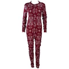 JOHN GALLIANO Burgundy Patterned Onesie Size 6 3