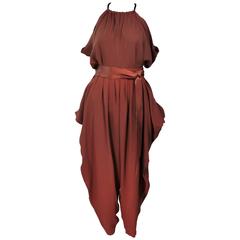 YVES SAINT LAURENT Copper Grecian Style Draped Pant Suit Size 2-4 9