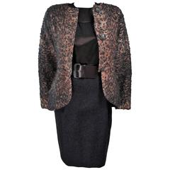 GEOFFREY BEENE Skirt Suit Ensemble with Printed Mohair Jacket Size 4-6 8