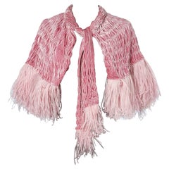 Short pink smocks velvet and feather cape Circa 1925 