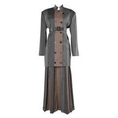Pant suit with high waisted belt and pleated wild trouser Chantal Thomass 