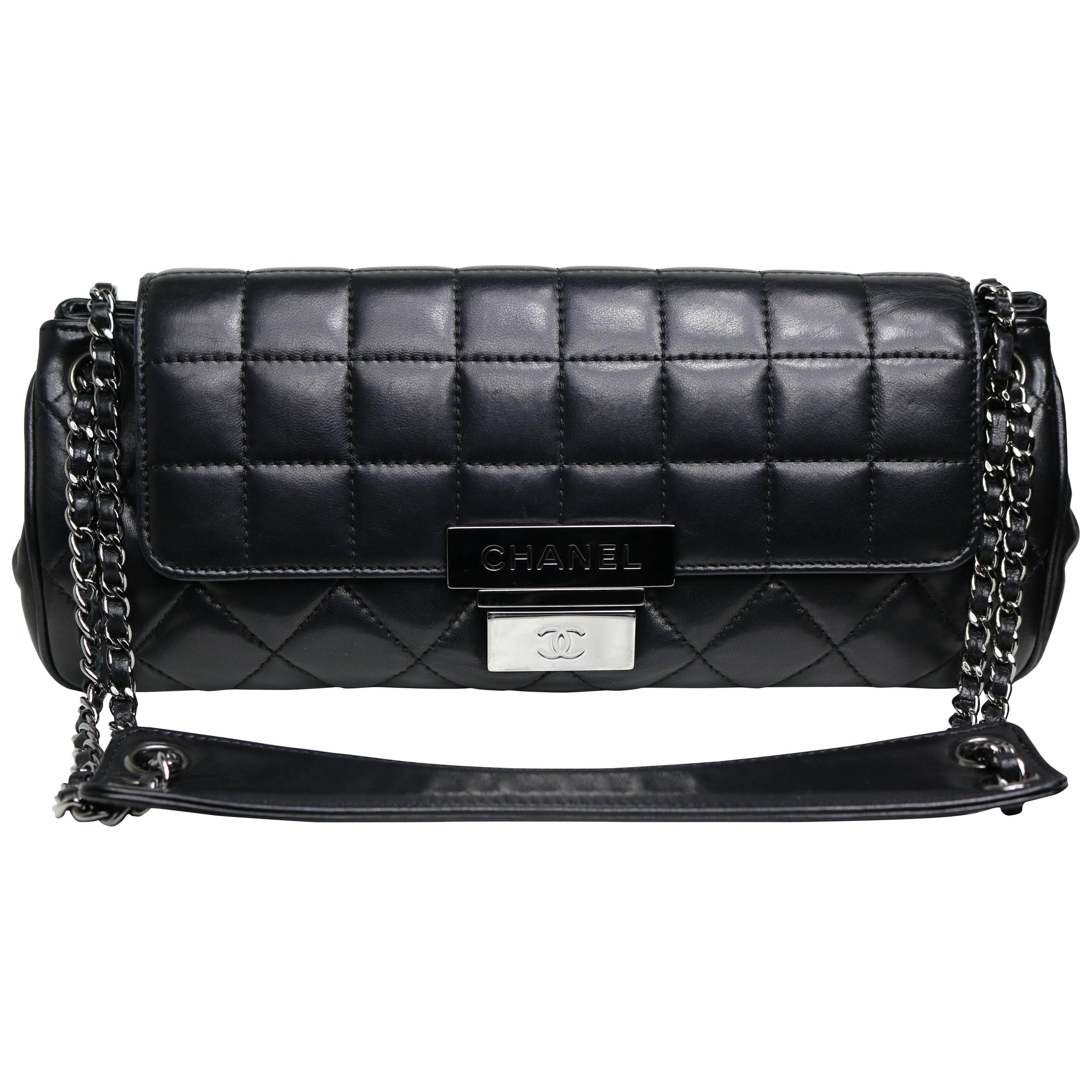 Chanel Black Quilted Lambskin Leather Shoulder Bag