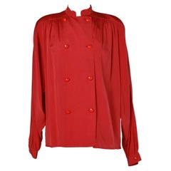 Red silk double-breasted shirt Valentino Miss V 