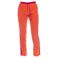2000S Coral & Fushia Silk Drawstring Waist Pants