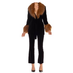 1990S Alexander Mcqueen Givenchy Black & Camel Silk Velvet Faux Fur Neck Cuff T