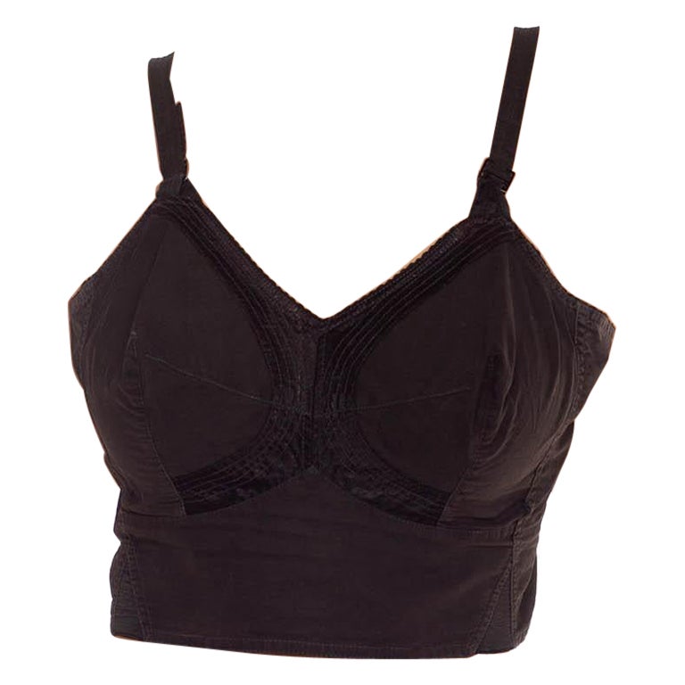 1950S Black Raylon Sexy Bustier With Adjustable Straps For Sale